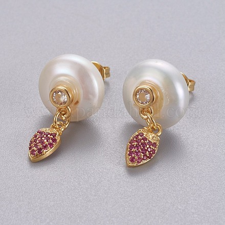 Orecchini di perle naturali EJEW-L231-18G-1