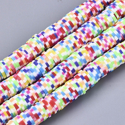 Hebras de cuentas de arcilla polimérica hechas a mano de color arcoíris X-CLAY-R091-6mm-02-1