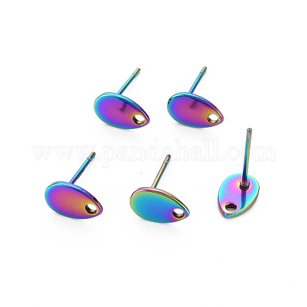 Colori arcobaleno 304 orecchini a bottone in acciaio inossidabile STAS-N098-022-1