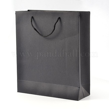 長方形のクラフト紙袋  ギフトバッグ  ショッピングバッグ  ナイロンコードハンドル付き  ブラック  20x15x6cm AJEW-L049A-01-1