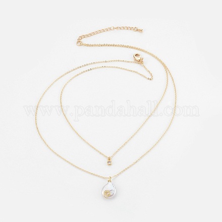Многоярусные ожерелья с натуральным жемчугом барокко кеши NJEW-JN02255-03-1