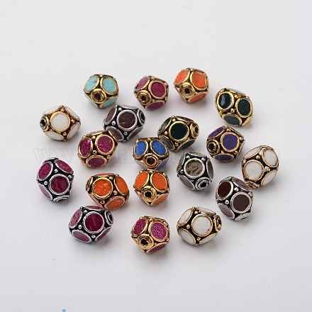 Mixed Style Handmade Alloy Enamel Indonesia Beads IPDL-O002-03-1