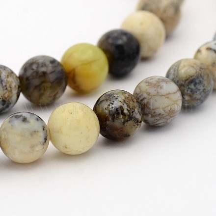 Ágata musgo natural de hebras de perlas reronda G-P070-60-6mm-1