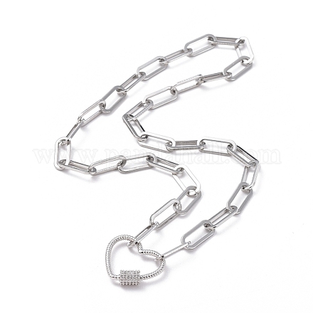 304 acero inoxidable cadena de clip / collares de cadena de cable NJEW-JN02702-02-1