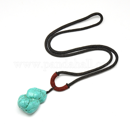 Natural Howlite Pendant Necklaces NJEW-T003-165-1