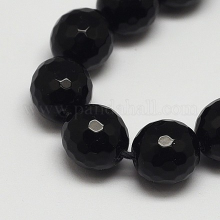 Sfaccettato tondo un filo di perline di pietra nera X-G-N0137-04-12mm-1