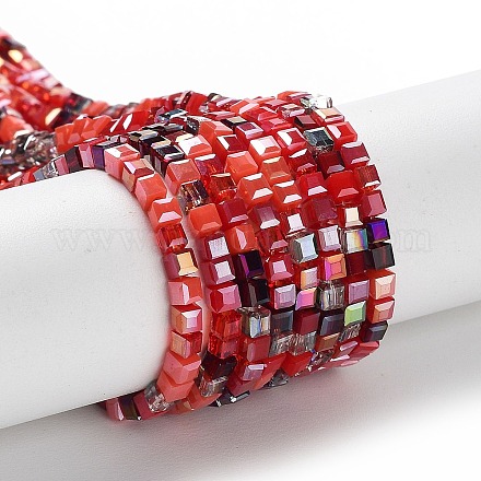 Brins de perles de verre de galvanoplastie de couleur dégradée X-GLAA-E042-05-B09-1