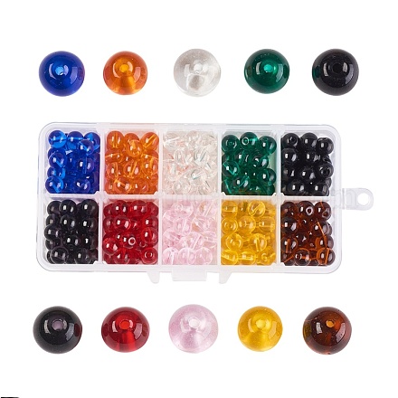10 Colors Transparent Glass Beads GLAA-JP0002-07-8mm-1