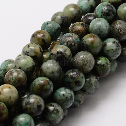 Brins de perles rondes en turquoise africaine naturelle (jaspe) G-E329-8mm-41-1