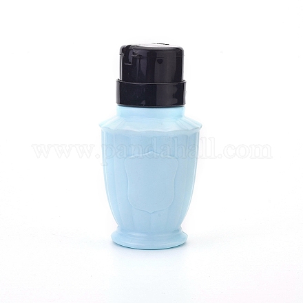 空のプラスチックプレスポンプボトル  マニキュアリムーバー清潔な液体の水の貯蔵ボトル  フリップトップキャップ付き  ブルー  13.2x6.8cm MRMJ-WH0059-30C-1