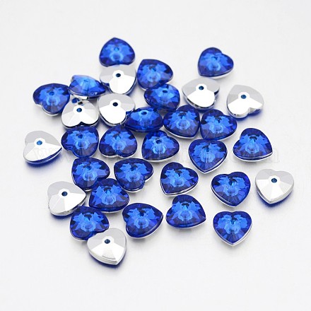 Back Plated Faceted Heart Taiwan Acrylic Rhinestone Beads ACRT-M07-6.5-02-1