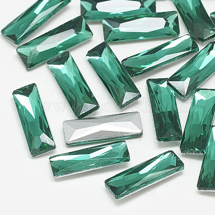 ポイントガラスラインストーンカボション  バックメッキ  多面カット  長方形  med.emerald  21x7x4.6mm RGLA-T084-7x21mm-15-1