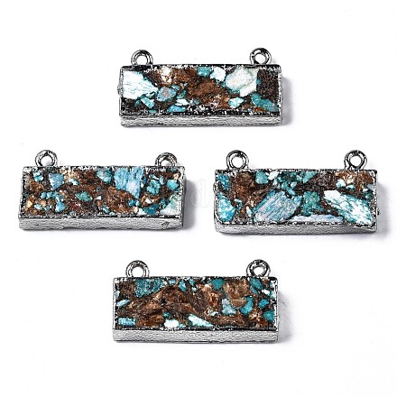 Maillons de pendentifs assemblés en bronzite naturelle & turquoise synthétique & jaspe impérial G-N330-033-1