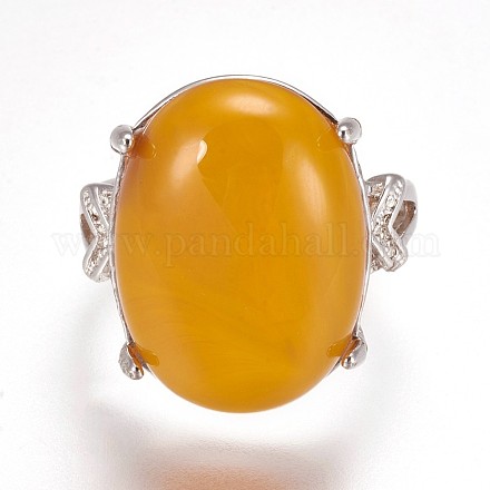 Adjustable Natural Chalcedony Finger Rings RJEW-F082-15B-1