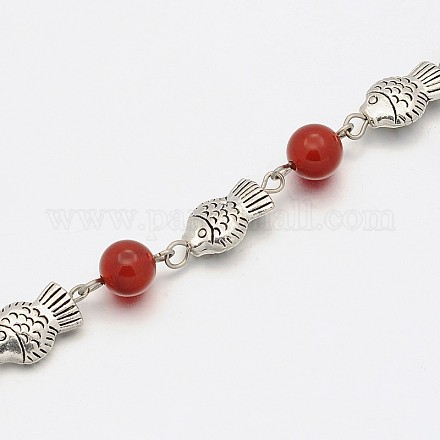 Handmade Tibetan Style Fish Pendant Chains for Necklaces Bracelets Making AJEW-JB00093-03-1