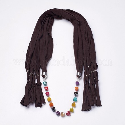 (vente d'usine de fêtes de bijoux) colliers d'écharpe en tissu perlé pour femmes de conception simple NJEW-K111-02D-1