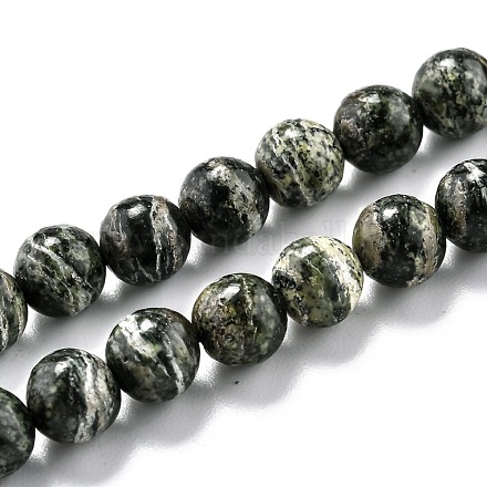 Brins de perles de jaspe vert zèbre naturel G-O199-05A-1