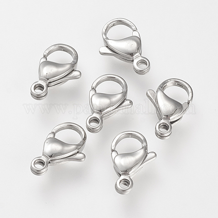 304 Stainless Steel Lobster Claw Clasps X-STAS-S066-9mm-15-1