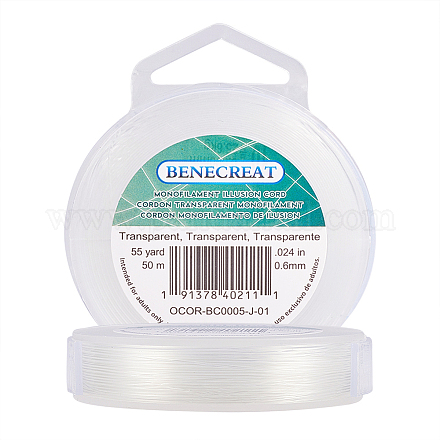 Benecreat 50m 0.6mm klares Fischen Nylon Perlenfaden Draht zum Aufhängen von Ornamenten OCOR-BC0005-J-01-1