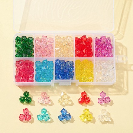 240pcs 10 couleurs perles acryliques transparentes TACR-FS0001-29-1