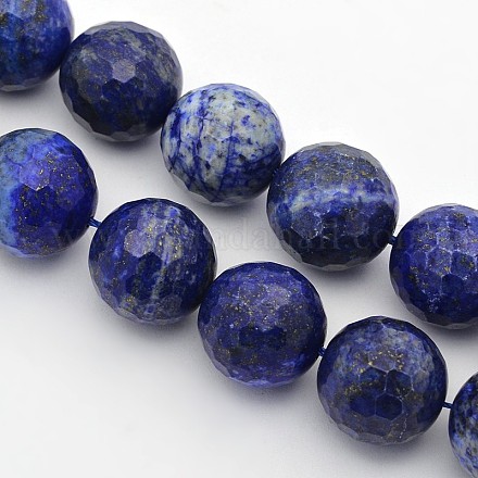 Facettes lapis rondes naturelles perles lazuli brins G-E302-081-18mm-1