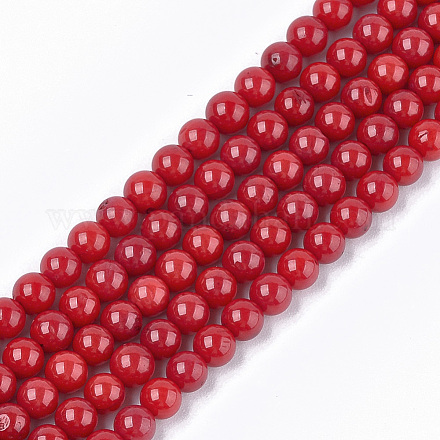 Chapelets de perles en corail synthétique X-CORA-T009-32C-01-1