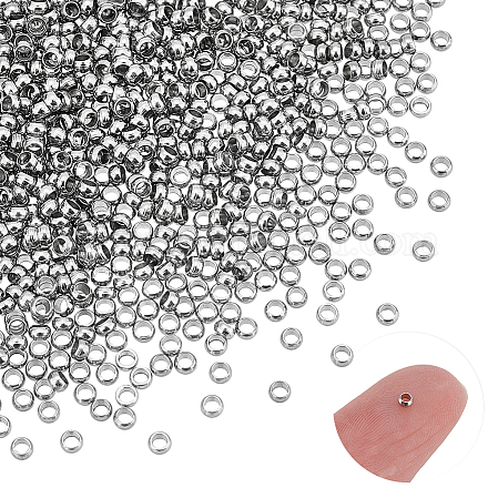Unicraftale circa 800 pz perline tonde lisce perline distanziatrici da 2 mm 304 perline sciolte in acciaio inossidabile perline con tappo in metallo braccialetti di metallo perline per la collana braccialetto creazione di orecchini STAS-UN0039-12-1