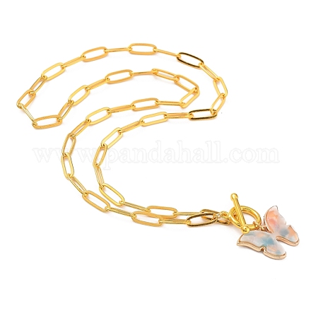 Halsketten mit Anhänger aus Zelluloseacetat (Harz) aus Schmetterlingslegierung NJEW-JN02950-02-1