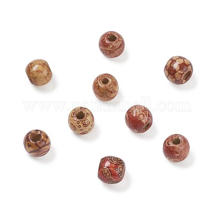 Perles de bois naturel imprimées WOOD-TA0001-15-1
