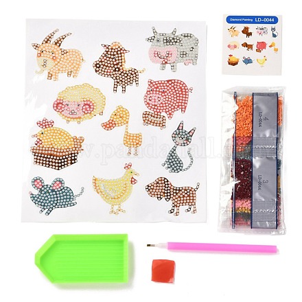 Kit di adesivi per pittura con diamanti a tema animale fai da te per bambini DIY-O016-04-1