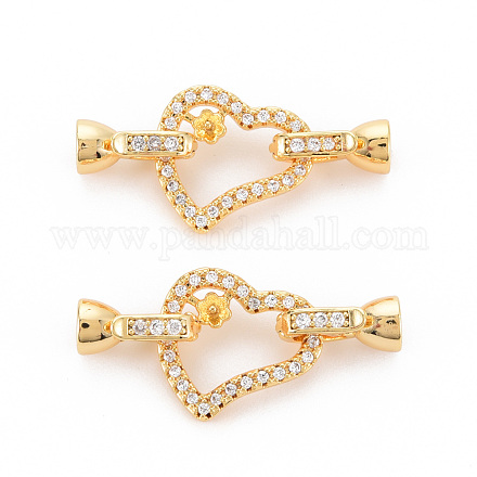 Brass Micro Pave Clear Cubic Zirconia Peg Bails Fold Over Clasps KK-S354-313-NF-1