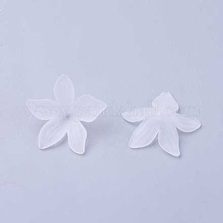 Clear Frosted Acrylic Flower Beads X-PL594-11-1