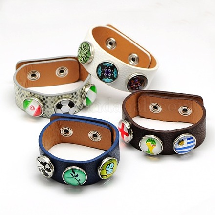 Unisex Bracelets PU Leather Snap Bracelets BJEW-A101-A-1