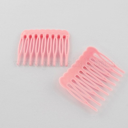 ピンクのプラスチック製のヘアコームパーツ  作るDIYのヘアアクセサリー  38x46mm X-PHAR-R074-1