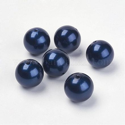 Marine Blue Round Acrylic Imitation Pearl Beads for Chunky Kids Necklace X-PACR-20D-58-1