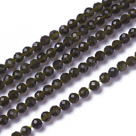 Chapelets de perles en obsidienne dorée naturelle G-F596-17-3mm-1