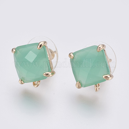 Faceted Glass Stud Earring Findings GLAA-F084-C08-1