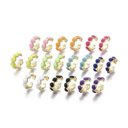 Brass Enamel Cuff Earrings EJEW-R114-027-NF-1