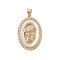 Brass Micro Pave Clear Cubic Zirconia Pendants, with Shell Charms, Mother's Day Collection, Real 18K Gold Plated, Oval, 27.5x17.5x4.5mm, Hole: 3.5x4mm