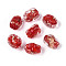 Handmade Gold & Silver Foil Glass Beads, Nuggets, Crimson, 12.5~14x10~11x9~10mm, Hole: 1.2~1.4mm