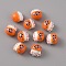 Handmade Porcelain Beads, Famille Rose Porcelain, Lucky Cat, Dark Orange, 14x12.5x11.5mm, Hole: 2mm