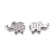 Brass Micro Pave Cubic Zirconia Normal Links, Elephant, Clear, Platinum, 11x19.5x2mm, Hole: 1mm