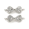Brass Micro Pave Clear Cubic Zirconia Connector Charms, Bowknot Links, Platinum, 3.5x11x2.5mm, Hole: 1mm