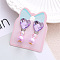Alloy Plastic Clip-on Earrings for Kid, Platinum, Heart, 40x15mm
