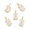 Brass Cat Eye Pendants,  Oval Charm, Long-Lasting Plated, Rack Plating, Lead Free & Cadmium Free, Real 18K Gold Plated, Faceted, White, 9~9.5x4x4mm, Hole: 2mm