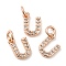 Brass Micro Pave Grade AAA Cubic Zirconia Charms, Letter U, Cadmium Free & Nickel Free & Lead Free, Real Rose Gold Plated, 9x6x1.5mm, Hole: 2mm