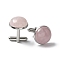 304 Stainless Steel Cuff Buttons, with Natural Rose Quartz, for Apparel Accessories, Half Round, 30~31x17.5mm