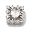 Brass with Clear Cubic Zirconia Beads, Square with Heart Pattern, Platinum, 11x11x5mm, Hole: 1.8mm