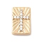 Brass Micro Pave Cubic Zirconia Beads, Rectangle with Cross, Real 18K Gold Plated, 14.5x10x14.5mm, Hole: 2.5x1.5mm