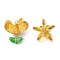 Glass Pendants, Flower Charm, with 304 Stainless Steel Loops & Seed Beads, Faceted, Gold, 24x24x21.5mm, Hole: 3x2mm